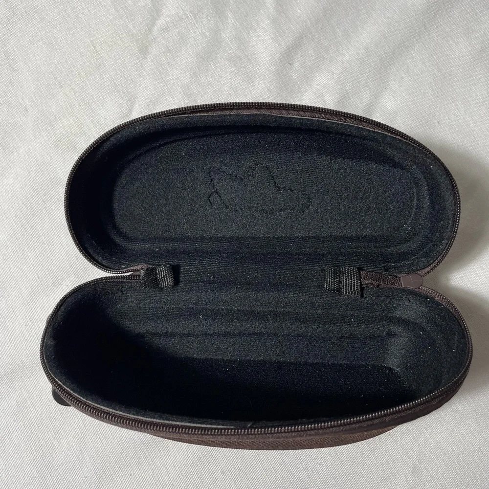 Maui Jim sunglasses case zipper canvas with clip dark brown
